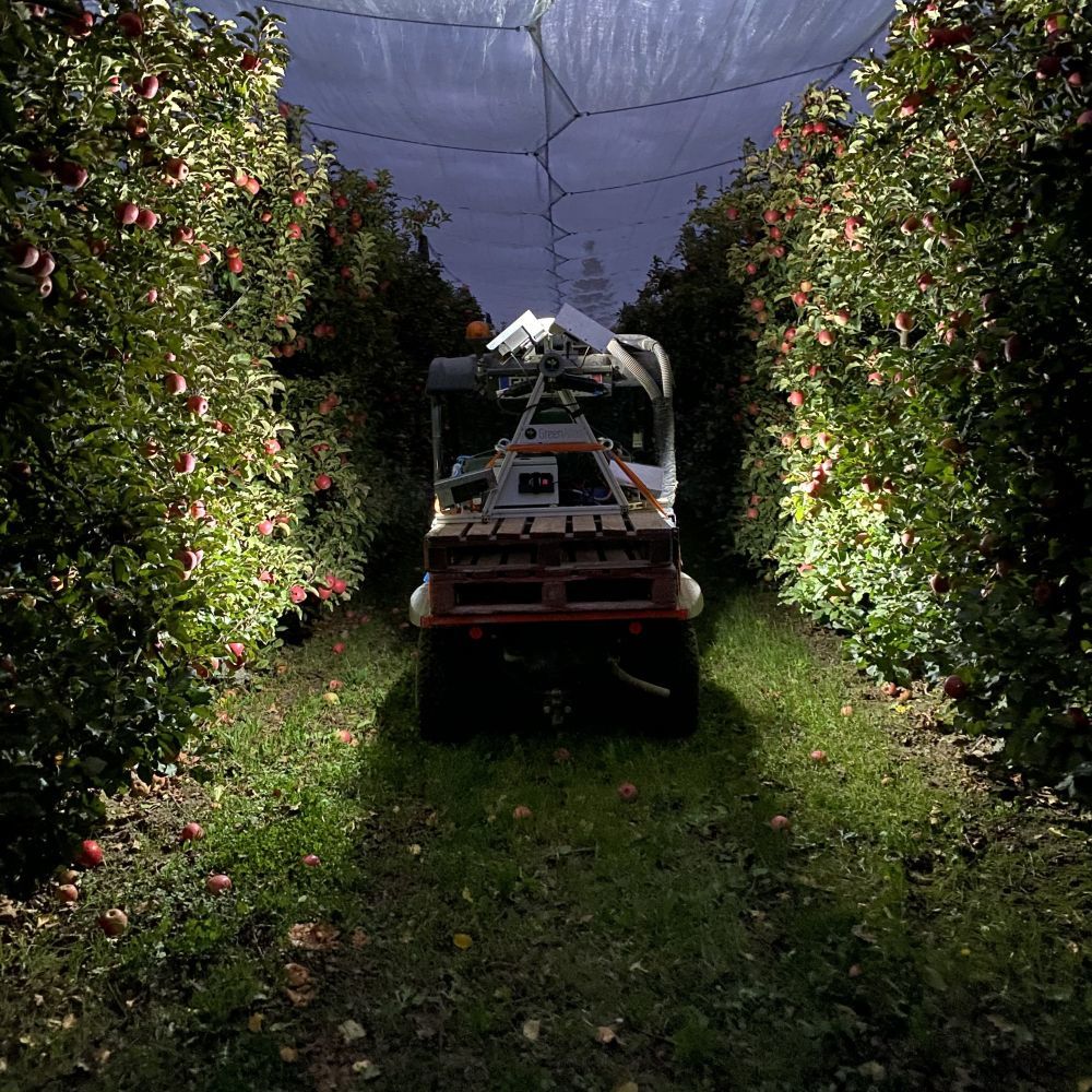Cartographer scanning apples showing strobe lighting. Photo credit: Gildas Guibert